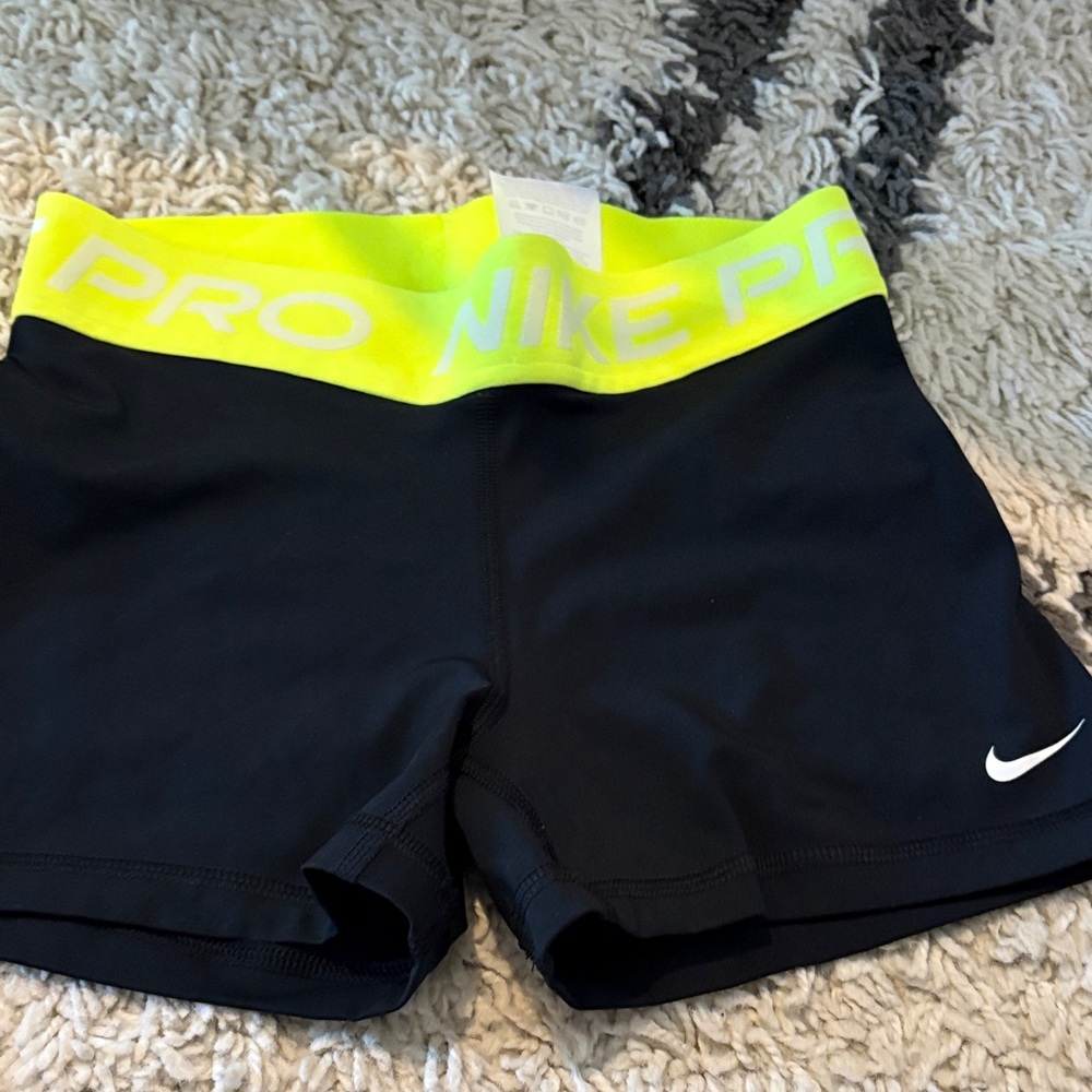 Nike Black Shorts with Neon Yellow Waistband